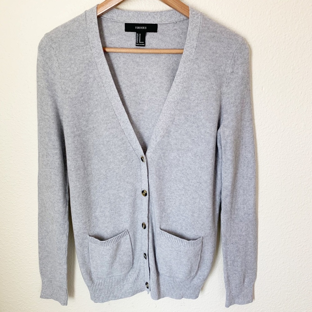 F21 | Cozy Gray Waffle Cardigan
